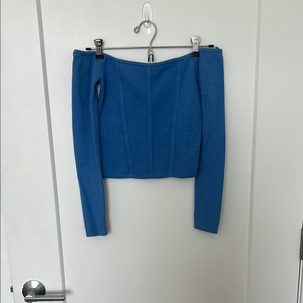 Princess Polly Blue Off-Shoulder Crop Top